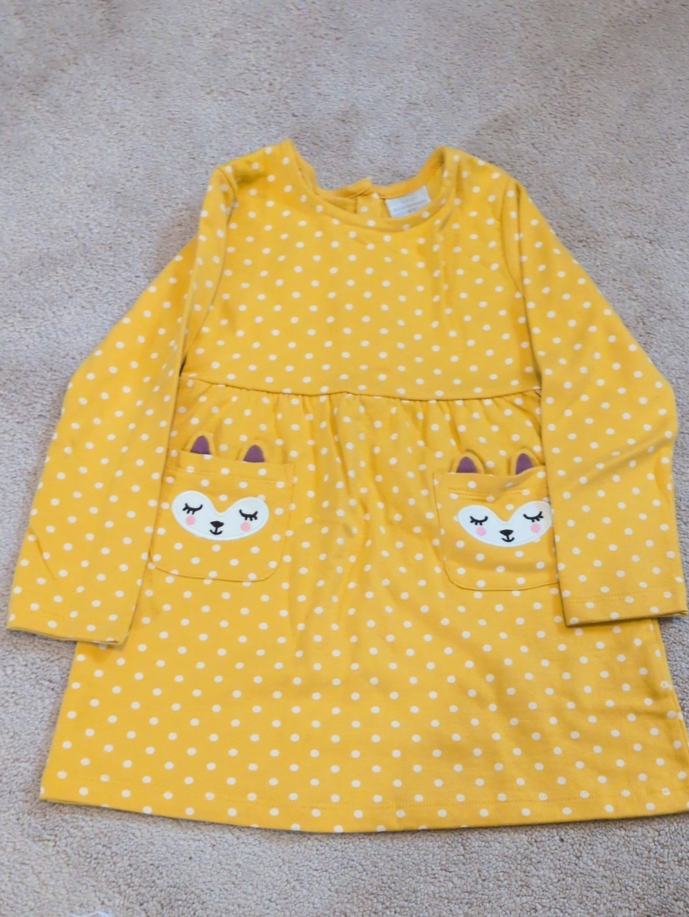 Koala Kids Yellow Polka Dot Fox Pocket Dress